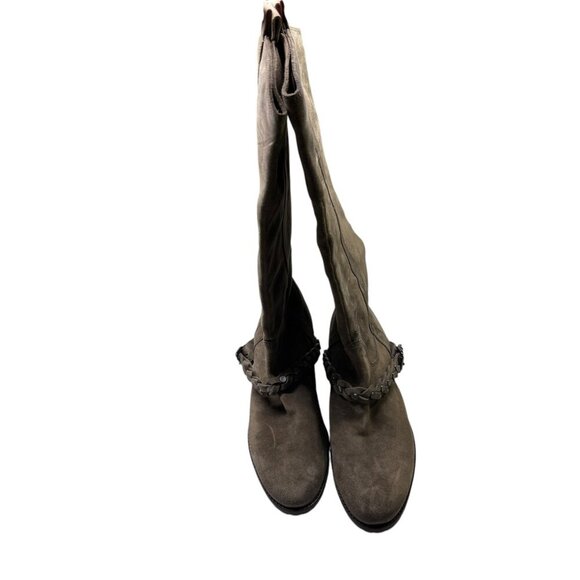 Belle by Sigerson Morrison Gray Brown Taupe Pull On Calf High Boots Size 10 - Picture 7 of 8